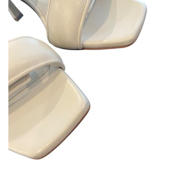 Gia x Pernille Teisbaek Leather Heels Sandals Square Toe Italy White Sz 6.5 36.5 - Picture 6 of 12